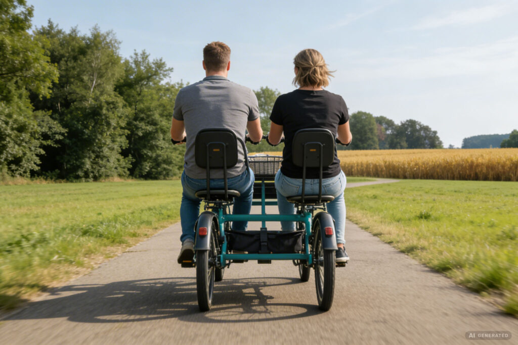 Cykeltur i det blå med pædagog og borger i HabitusHuset Hyacinthuset